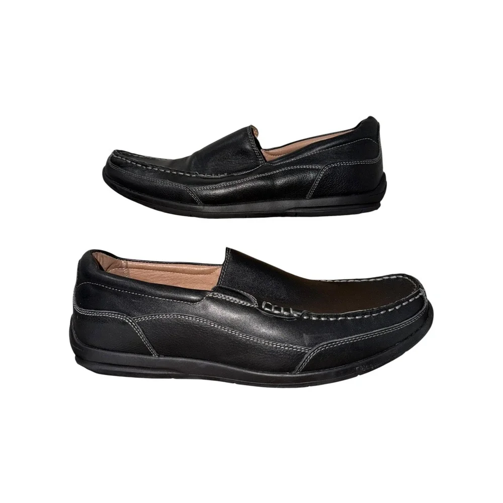 Vionic Preston Leather Loafers‎ Men's 11.5 Black Slip On Comfort Shoes